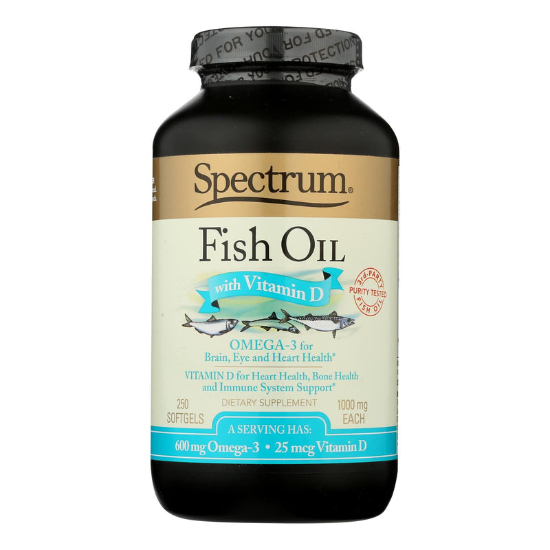 Spectrum Essentials Omega-3 Fish Oil with Vitamin D Dietary Supplement- 250 Softgels - Cozy Farm 