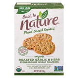 Back to Nature Stoneground Wheat Crackers with Roasted Garlic & Herb (Pack of 6 - 6 Oz.) - Cozy Farm 
