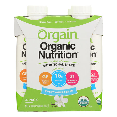 Orgain Organic Vanilla Bean Nutrition Shake - 11 Fl Oz (Pack of 12) - Cozy Farm 