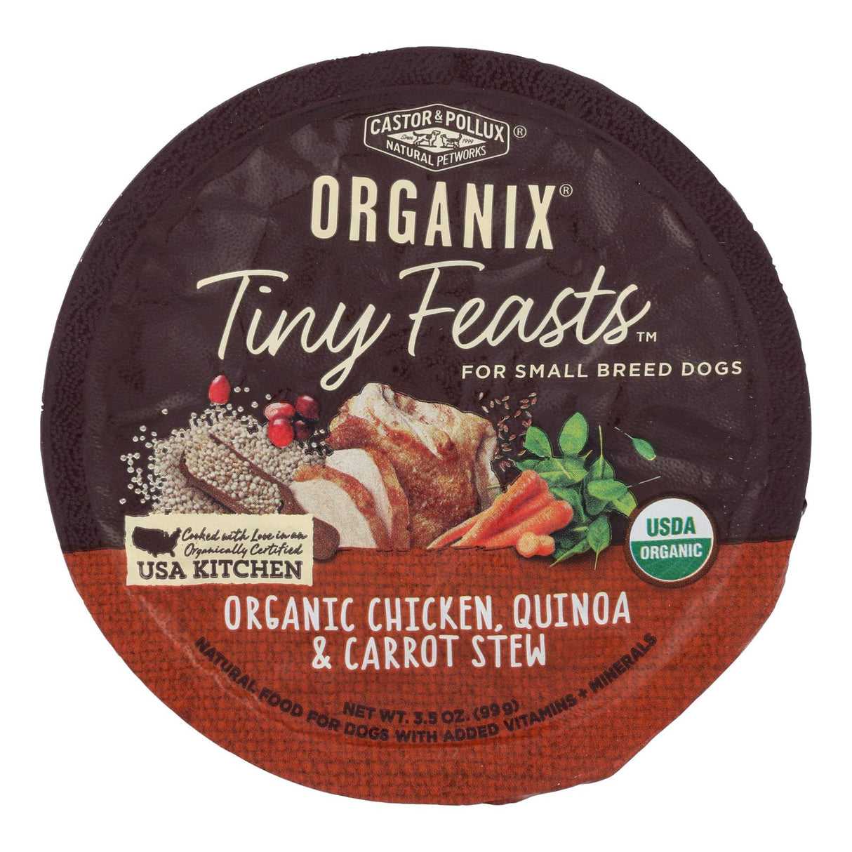 Castor & Pollux Organix Tiny Feasts Chicken & Quinoa Stew with Carrots (Pack of 12 - 3.5 Oz.) - Cozy Farm 