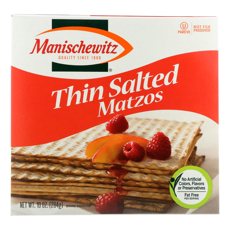 Manischewitz Thin Matzo Crackers with Salt, 10 Oz. Boxes (Pack of 12) - Cozy Farm 