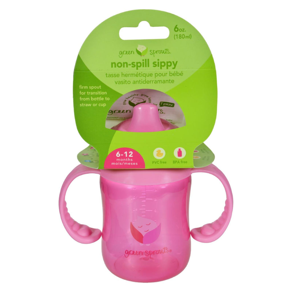 Green Sprouts Non-Spill Sippy Cup  - Pink - Cozy Farm 