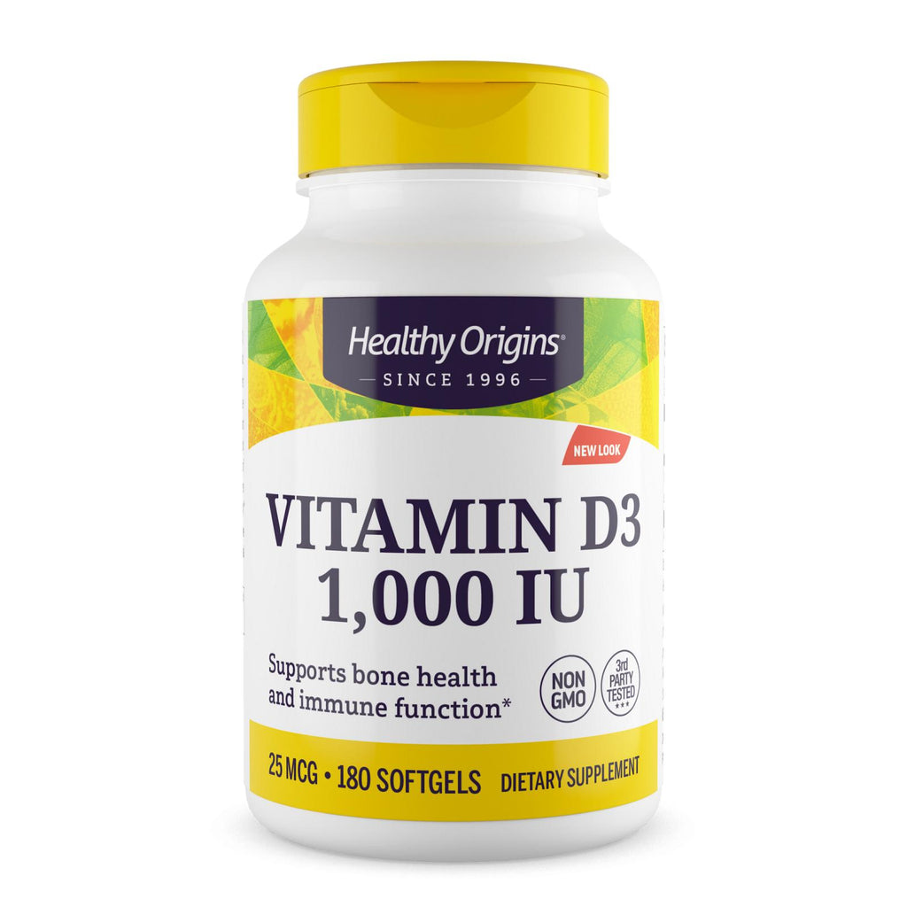 Healthy Origins Vitamin D3 (Pack of 180 Softgels) - 1000 IU - Cozy Farm 