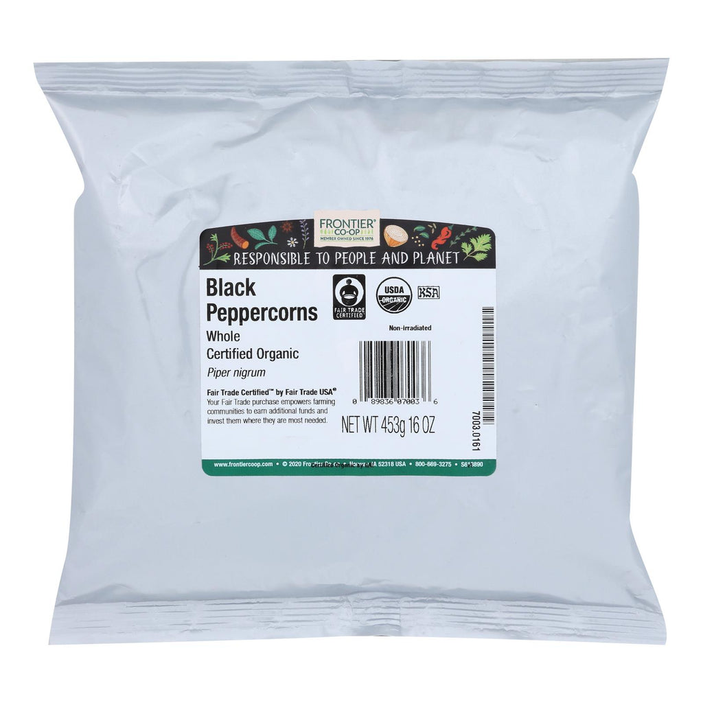 Organic Fair Trade Certified Whole Black Peppercorns (Pack of 1lb) - Frontier Herb Single Bulk Item - Cozy Farm 