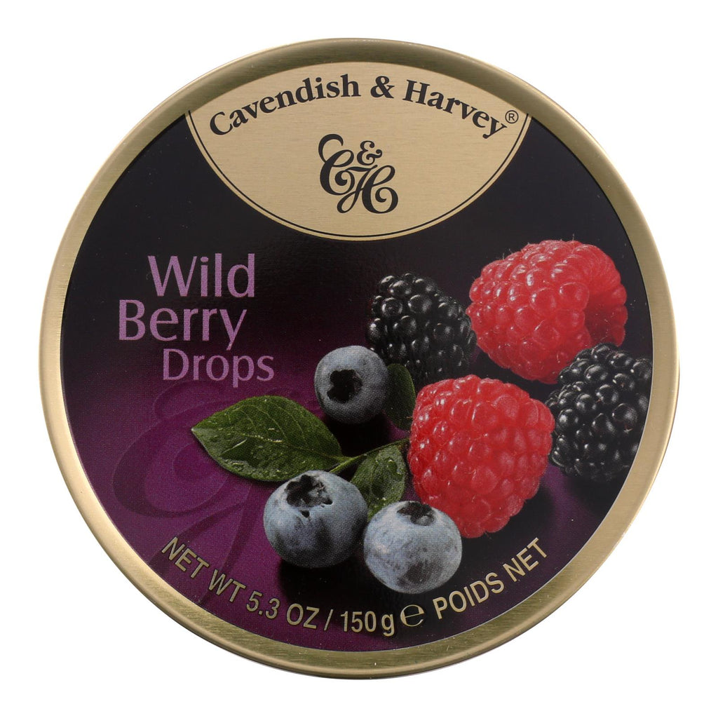 Cavendish and Harvey Wild Berry Fruit Drops Tin (Pack of 12) - 5.3 Oz - Cozy Farm 