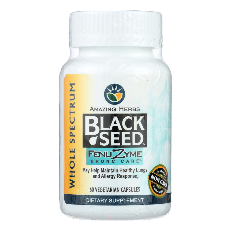 Amazing Herbs Black Seed Fenuzyme Bronc Care Supplement (60 Capsules) - Cozy Farm 