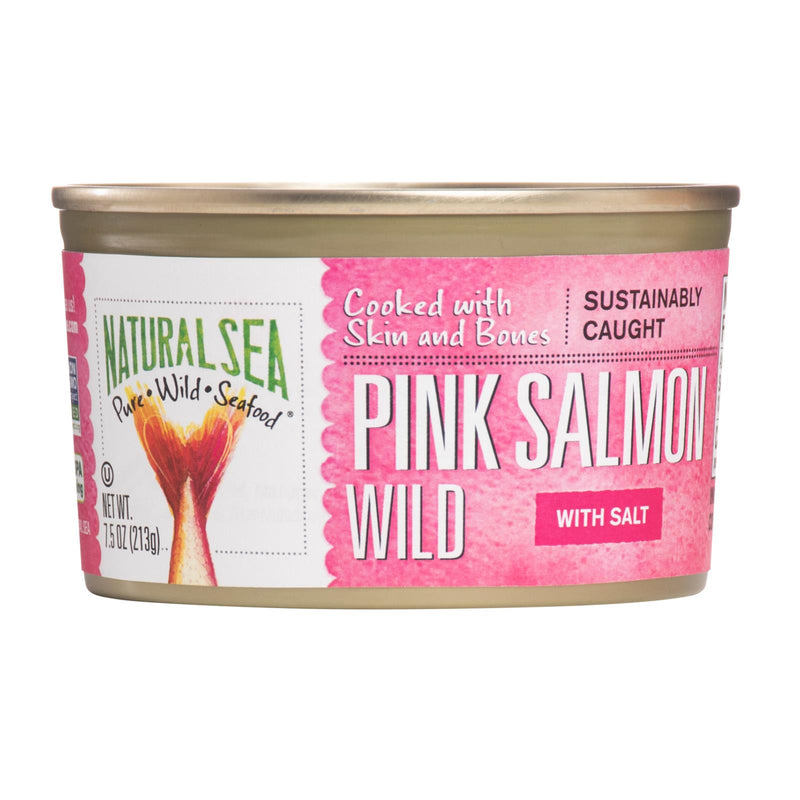 Natural Sea Wild Pink Salmon, Salted, 7.5 Oz. Pack of 12 - Cozy Farm 