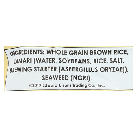 Edward And Sons Brown Rice Snaps - Tamari Seaweed 12-Pack - 3.5 Oz. - Cozy Farm 