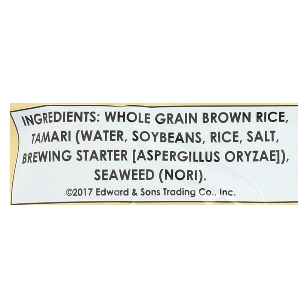 Edward And Sons Brown Rice Snaps - Tamari Seaweed 12-Pack - 3.5 Oz. - Cozy Farm 
