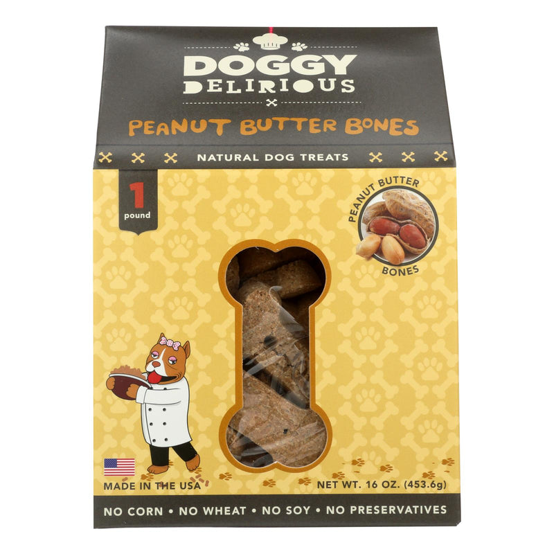 Doggy Delirious Dog Treats - Peanut Butter Bones (Pack of 6) 16 Oz - Cozy Farm 
