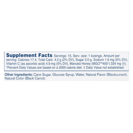 Manuka Health Manuka Honey Lozenges MGO 400+ Blackcurrant (Pack of 15) - Cozy Farm 
