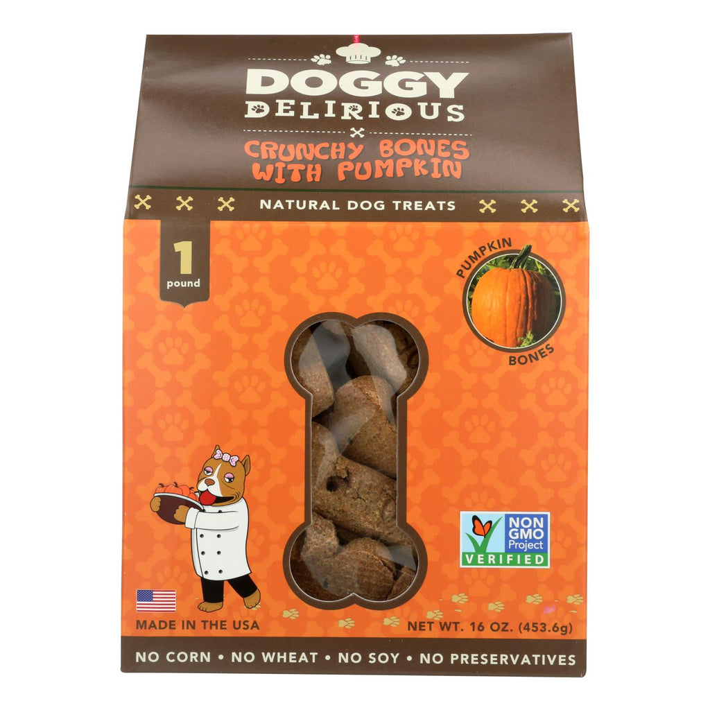 Doggy Delirious Dog Treats - Pumpkin Bones (Pack of 6) 16 Oz - Cozy Farm 