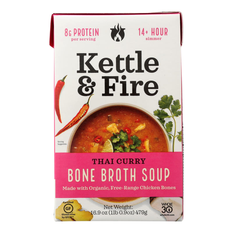 Kettle and Fire Thai Curry Soup with Bone Broth (Pack of 6) - 16.9 Oz - Cozy Farm 