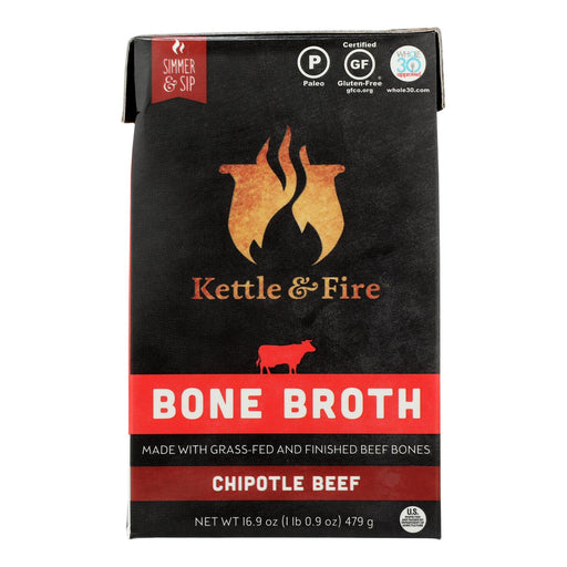Kettle & Fire Chipotle Beef Bone Broth (Pack of 6 - 16.9 Oz) - Cozy Farm 