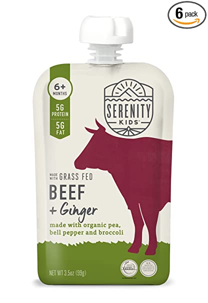 Serenity Kids Beef with Gingr Puree (Pack of 6 - 3.5 Oz) - Cozy Farm 