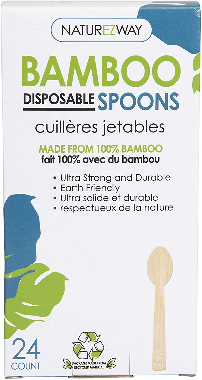 Naturezway Biodegradable Bamboo Disposable Spoons (24 Ct) - Cozy Farm 