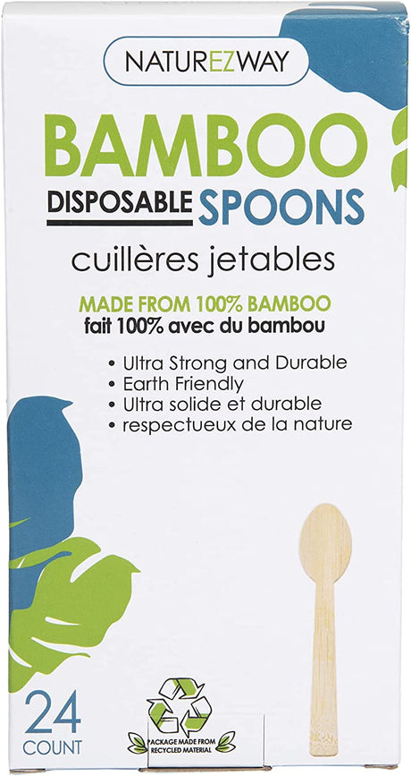 Naturezway Biodegradable Bamboo Disposable Spoons (24 Ct) - Cozy Farm 
