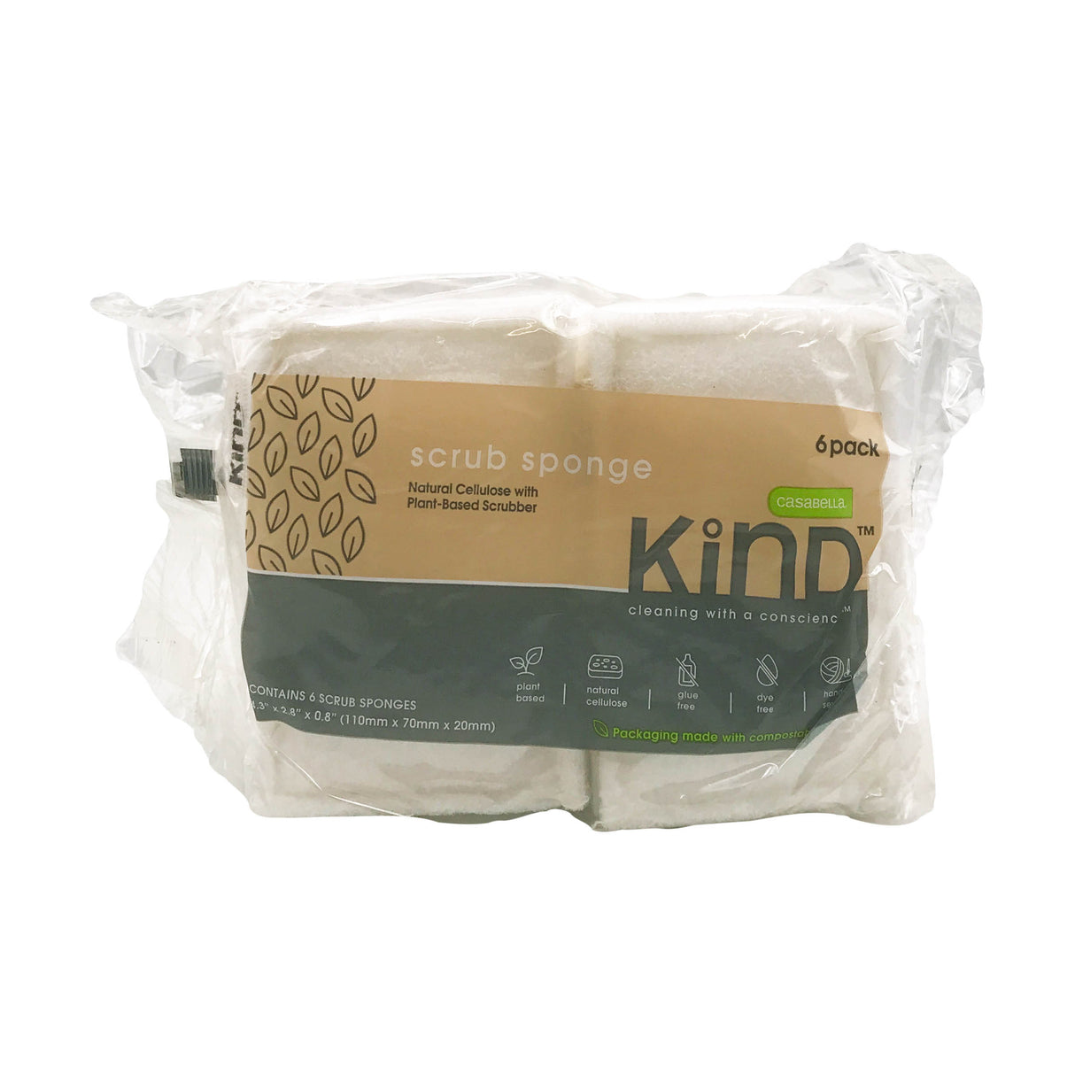 Casabella Kind Plant-Based Scrub Sponge, 6-Pack - Cozy Farm 