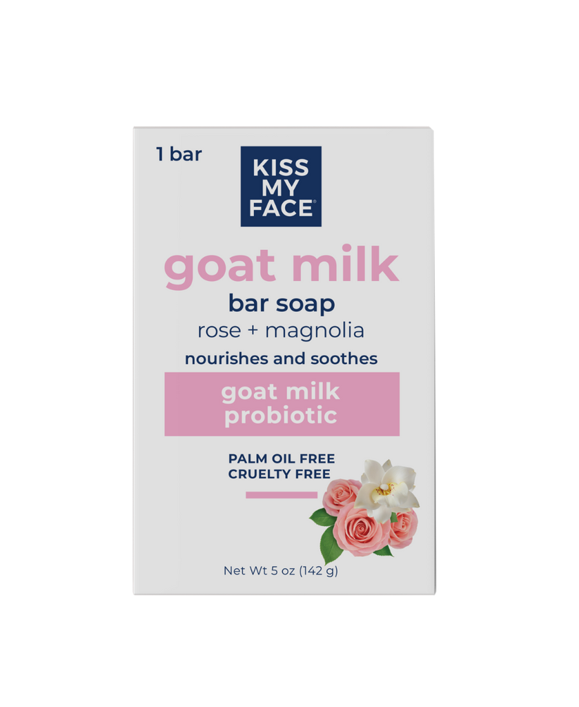 Kiss My Face Triple Milk Bar Soap, Goat Milk and Rose Magnolia, 5 Oz - Cozy Farm 