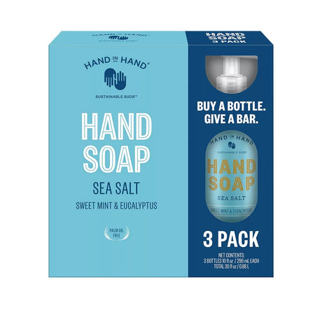 Hand in Hand Liquid Sea Salt Hand Soap (10 oz, Pack of 3) - Cozy Farm 
