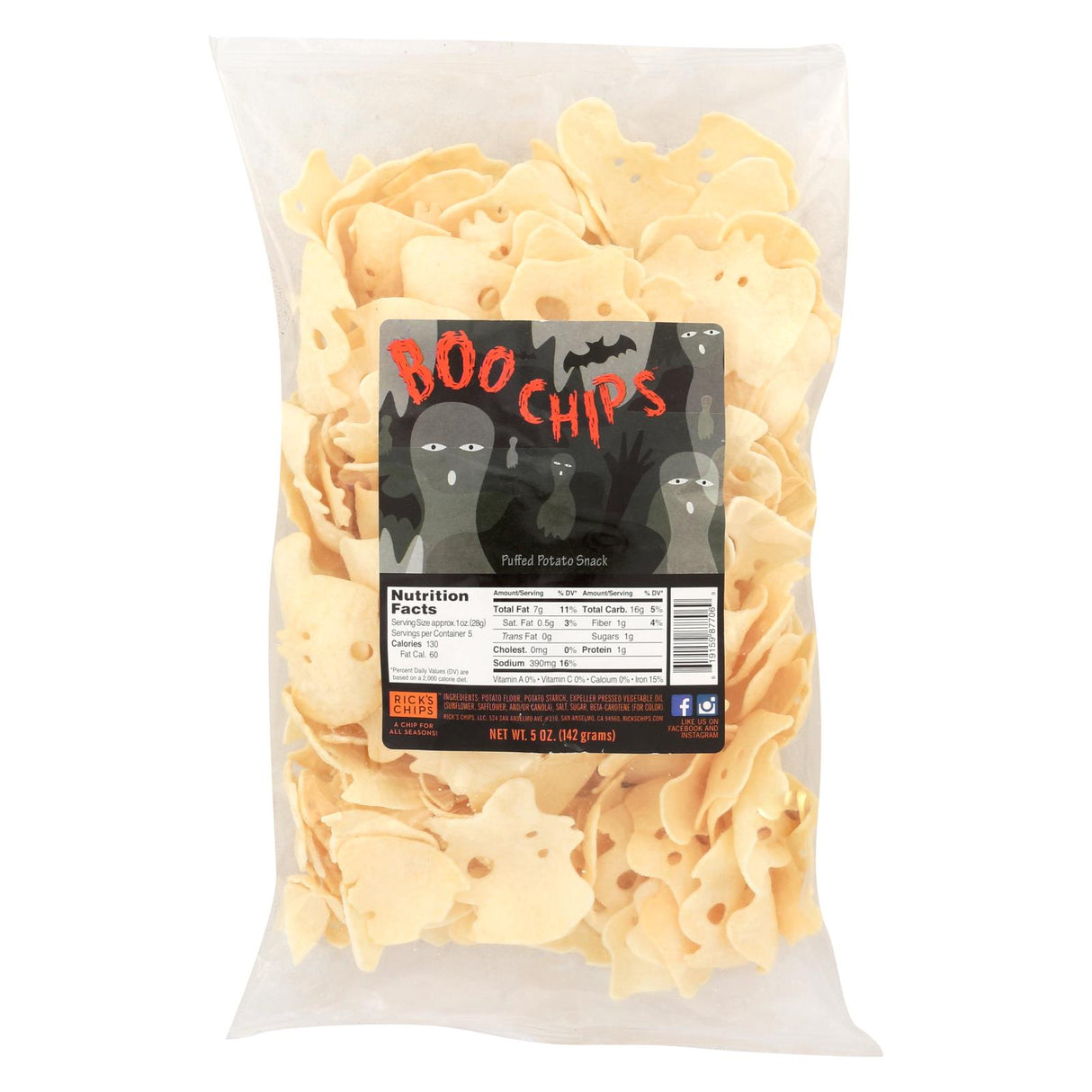 Rick's Chips - Boo Potato Chips - 5 Oz. (Case of 12) - Cozy Farm 