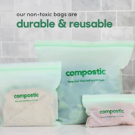 Compostic Sandwich Bags Resealable - 20 x 12 Pack - Cozy Farm 