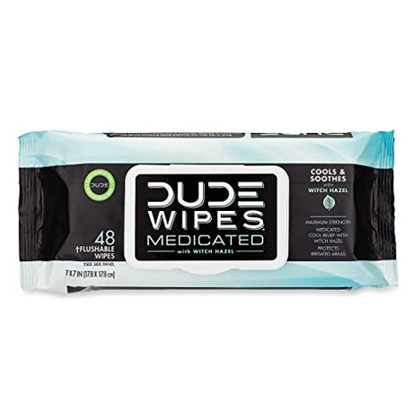 Dude Wipes Medicated Witch Hazel Flushable Wipes, Pack of 48 - Cozy Farm 