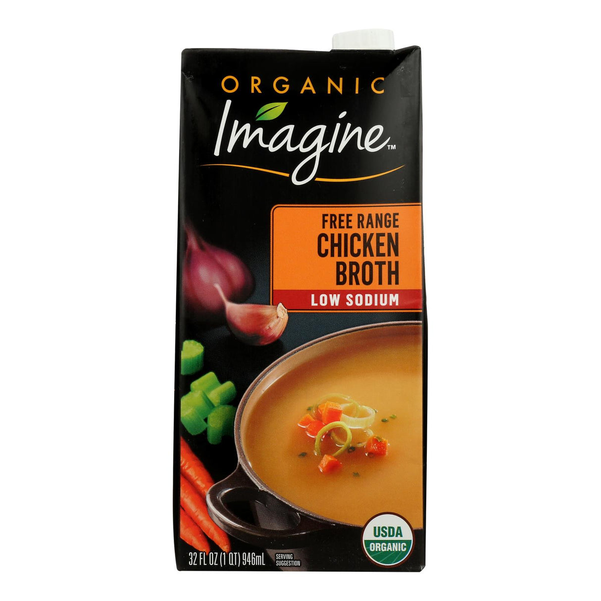 Imagine Foods Chicken Broth Low Sodium (Pack of 6 - 32 Fl Oz) - Cozy Farm 