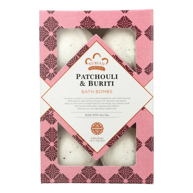 Nubian Heritage Patchouli & Buriti Aromatherapy Bath Bombs (Pack of 6) - Cozy Farm 