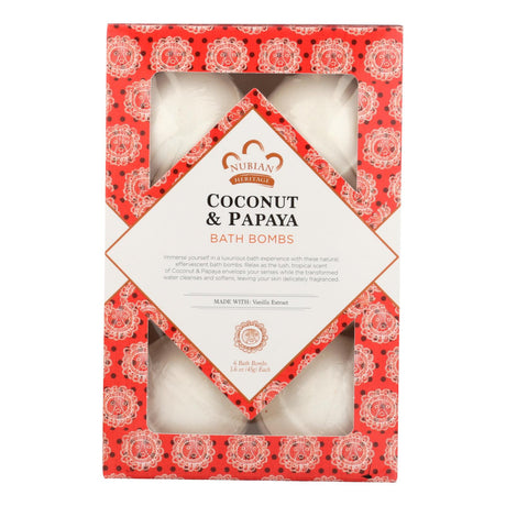Invigorating Bath Bombs with Coconut & Papaya | Nubian Heritage | 6-Pack - Cozy Farm 