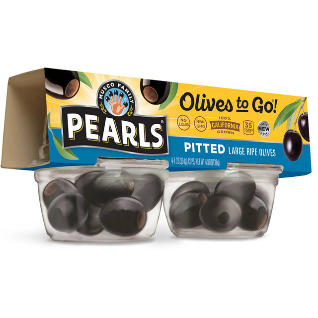 Pearls Ripe Pitted Black Olives - Pack of 12 (1.2 Oz Each) - Cozy Farm 