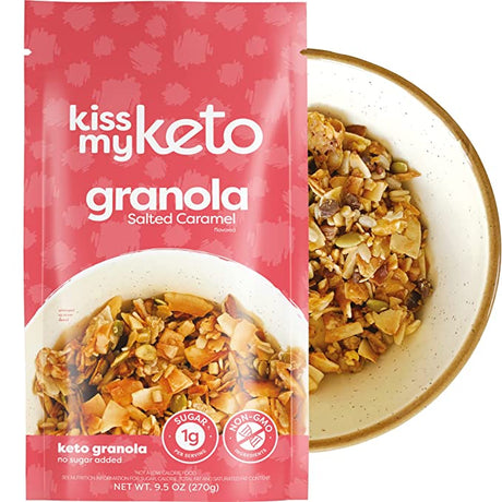 Kiss My Keto Salted Caramel Keto Granola, 6 - 9.5 Oz Bags - Cozy Farm 