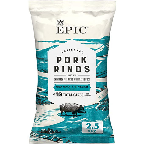 Epic Sea Salt Vinegar Pork Rinds (Pack of 12) 2.5 oz - Cozy Farm 