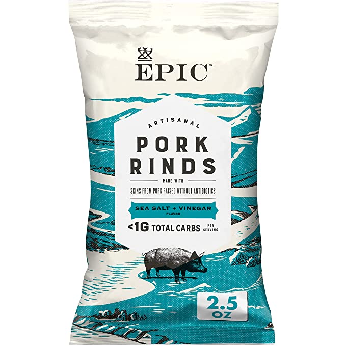 Bags  Epic (Pack of 12) 2.5oz Pork Rinds Sea Salt Vinegar Flavour - Cozy Farm 