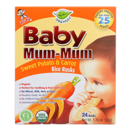 Baby Mum Mum Organic Baby Teeth Rice Rusk, Sweet Potato & Carrot, 1.76 Oz (Pack of 6) - Cozy Farm 