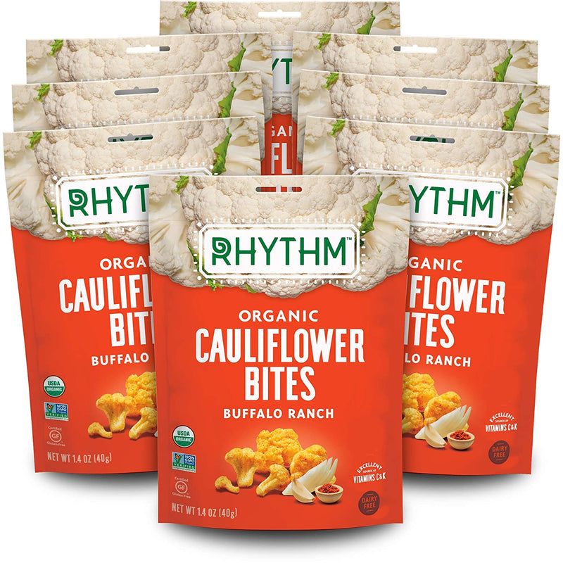 Rhythm Superfoods - Cauliflower Bites Buffalo Ranch (Pack of 8 1.4oz Bags) - Cozy Farm 