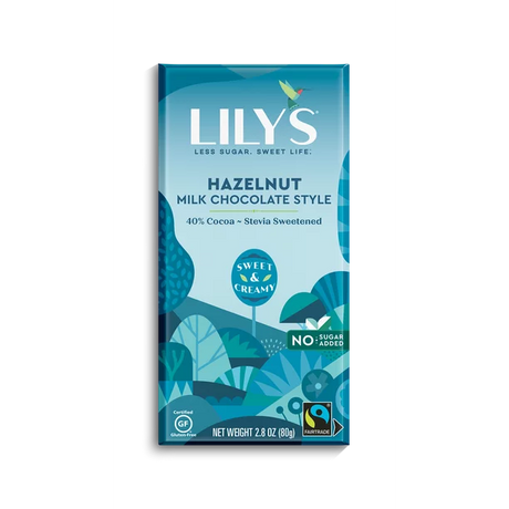 Lily's No Added Sugar Dark Chocolate Bar, 40% Hazelnut, 2.8oz (Pack of 12) - Cozy Farm 