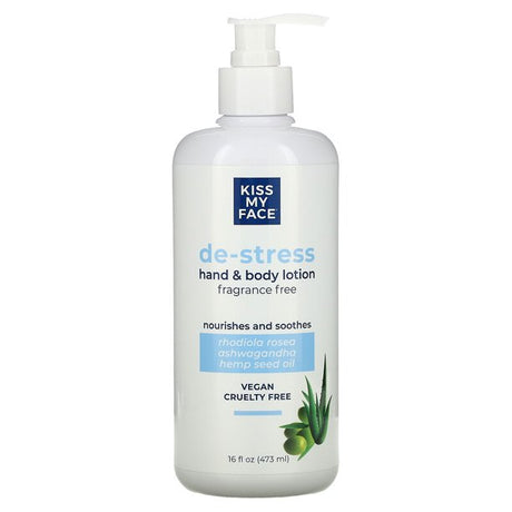 Kiss My Face Nourishing Hand & Body Moisturizer, Lighten, Relaxing De-Stress, Plant-Based, Fat-Free, 16 Fl Oz - Cozy Farm 