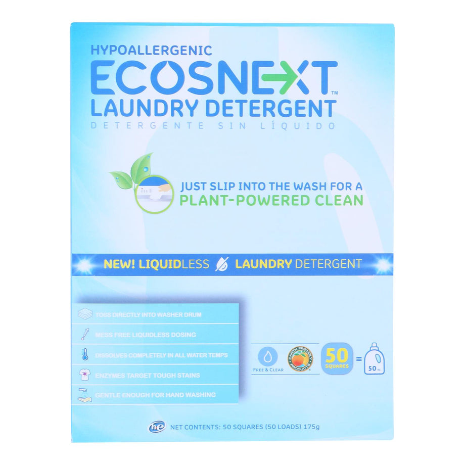 Ecosnext Laundry Detergent, Hypoallergenic, Free & Clear - 50 squares [175 g]