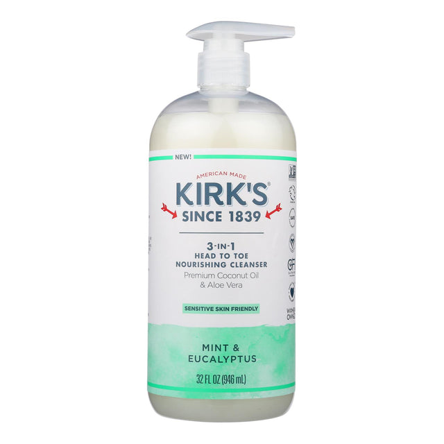 Kirk's Natural 3-in-1 Cleanser Eucalyptus Mint, 32 Fl Oz - Cozy Farm 