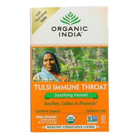 Organic India Tulsi Organic Immune Throat Support Tea (Pack of 6 - 18 Ct) - Cozy Farm 