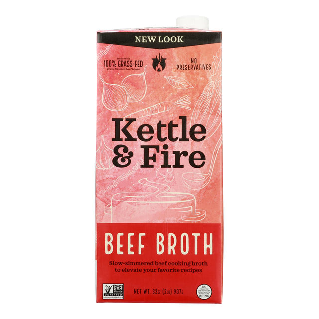 Kettle And Fire Beef Cooking Broth - 6 Pack 32 Oz - Cozy Farm 