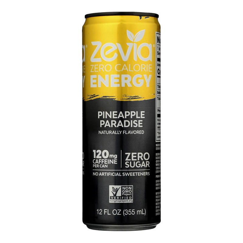 Zevia Energy Pineapple Paradise, Pack of 12 - 12 fl oz cans - Cozy Farm 