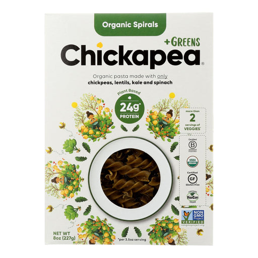 Chickapea Pasta (Pack of 6-8 Oz) - Spirals with Greens - Cozy Farm 
