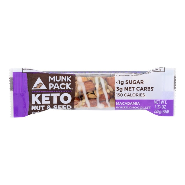 Munk Pack Bar Macadamia Nut White Chocolate Keto - 1.23 Oz - Pack of 12 - Cozy Farm 