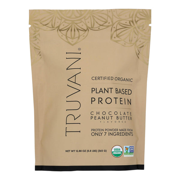 Truvani Organic Plant-Based Protein Powder, Peanut Butter Chocolate - 12.88 Oz - Cozy Farm 