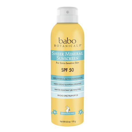 Babo Botanicals Sheer Spray Sunscreen SPF 50 - 6 Oz - Cozy Farm 