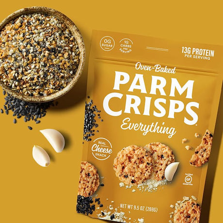 Parm Crisps Everything Bagel Seasoned Snack Crackers (Pack of 12 1.75 Oz) - Cozy Farm 