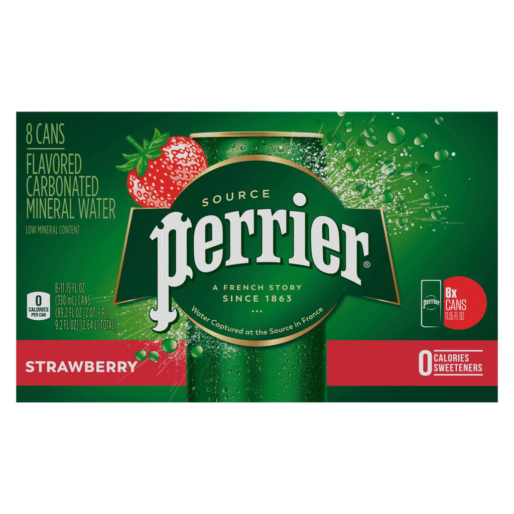 Perrier (Pack of 3) Sparkling Mineral Water Strawberry Flavor 8/11.15z - Cozy Farm 