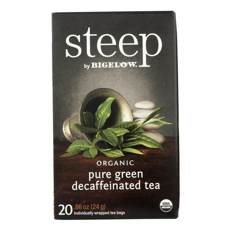 Steep By Bigelow Organic Green Tea - Pure Grin Decaf (Pack of 6) 20 Bags - Cozy Farm 